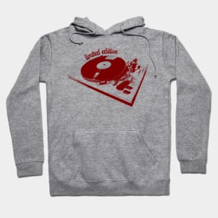 Red Turntable And Vinyl Record Illustration Hoodie